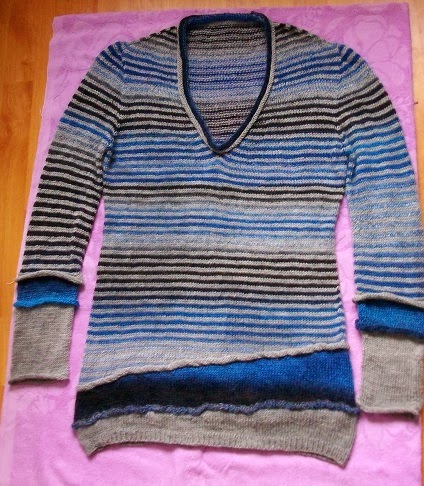 sweter warstwowy w paski